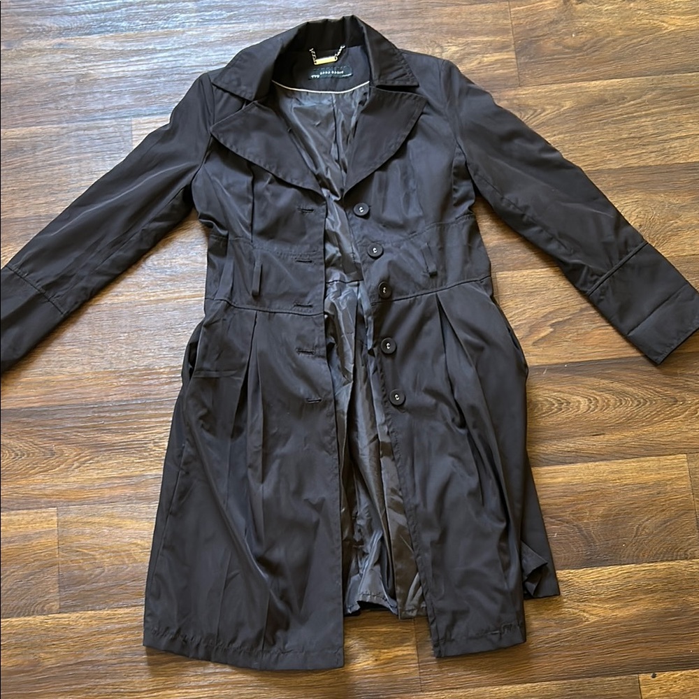 Zara Black Trench Coat with Notched Lapel